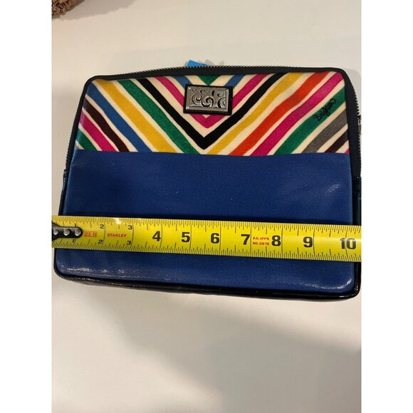 Brighton Multicolor Stripe Cosmetic Bag With Polka Dot Interior & Zipper Closure - Picture 10 of 11